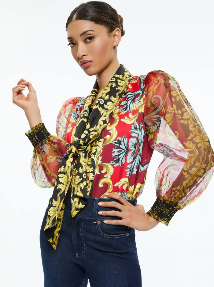 BRENTLEY TIE NECK BLOUSE